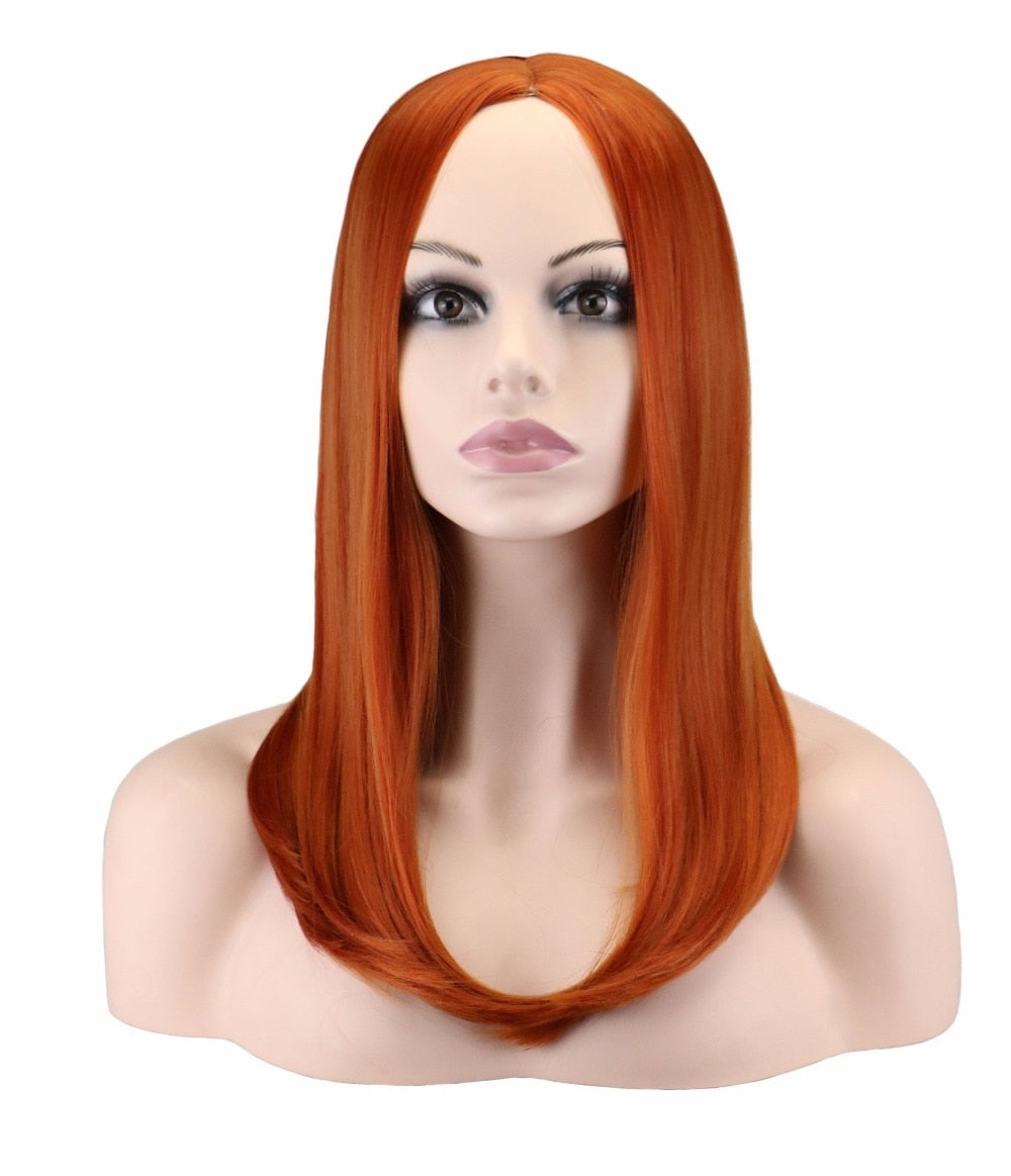 Long Straight Dark Orange Wigs