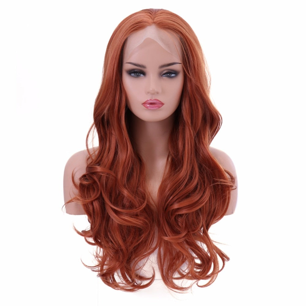 Red Long Natural Wavy Wigs